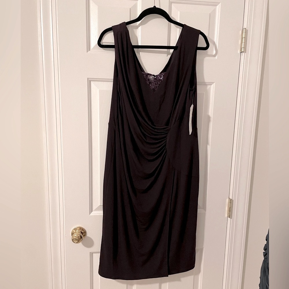 NWT Purple London Times Woman Faux wrap sequins bust dress size 14w